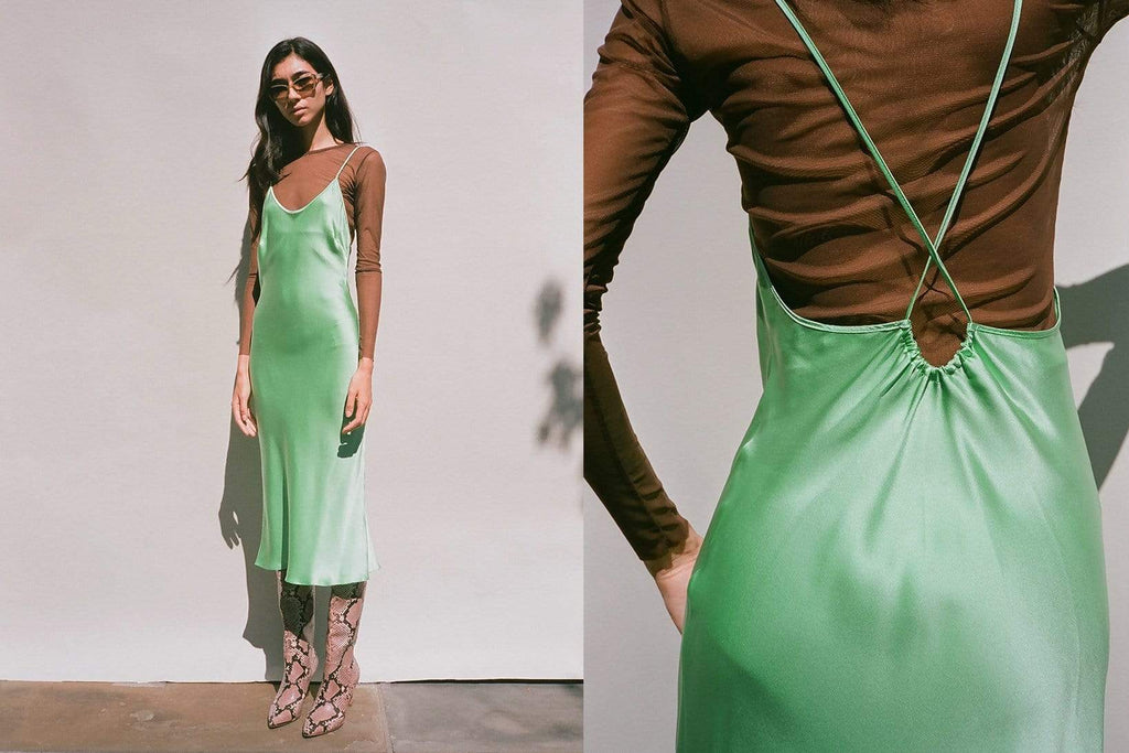 mint green slip dress