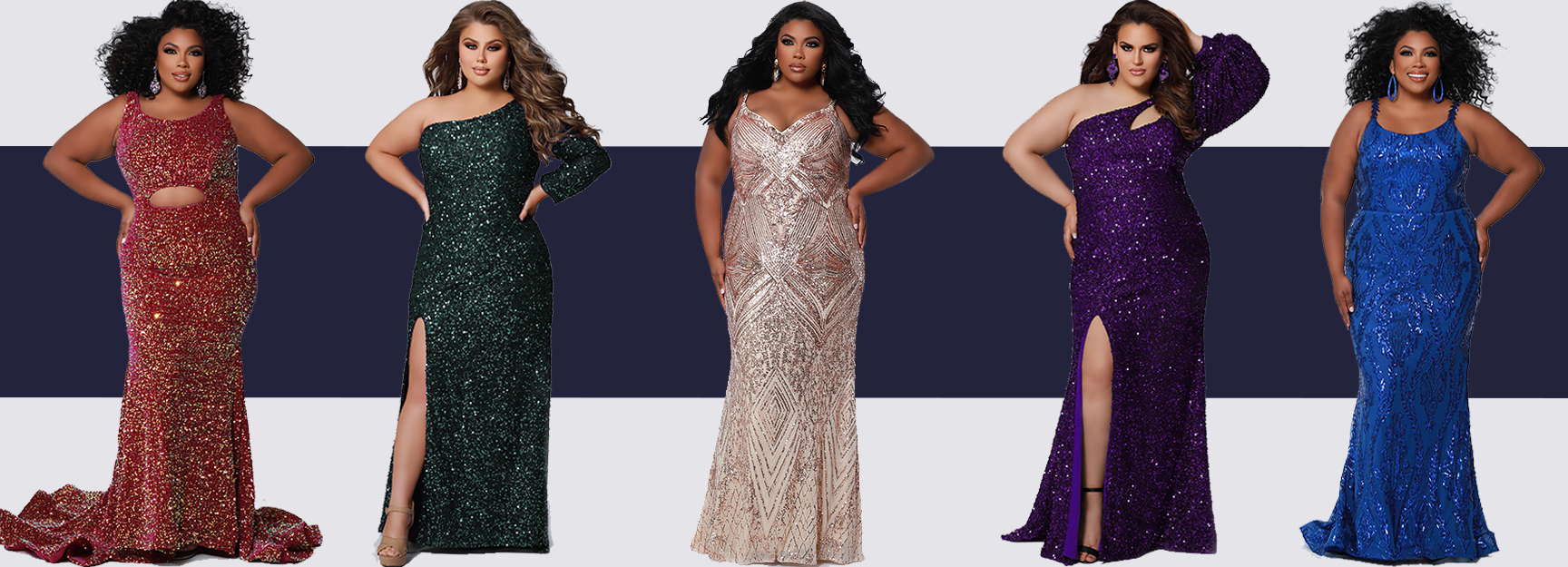 Plus size sequin prom dresses by Sydney's Closet