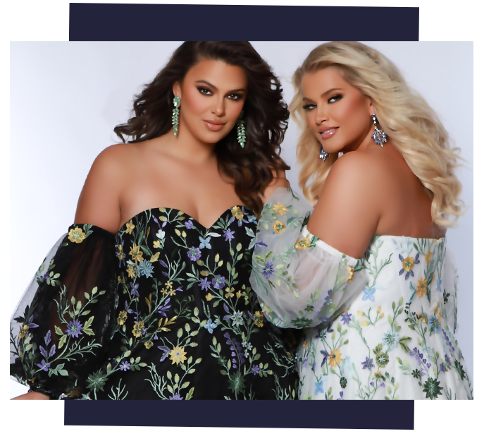Sydney's Closet duo of SC7381 in black floral and ivory floral
