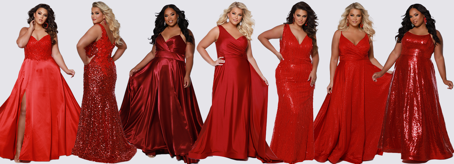 Sydney's Closet Plus Size Collection of Red Prom and Evening Dresses