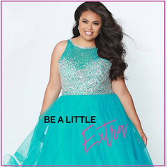 Aqua Sequin Prom Dress