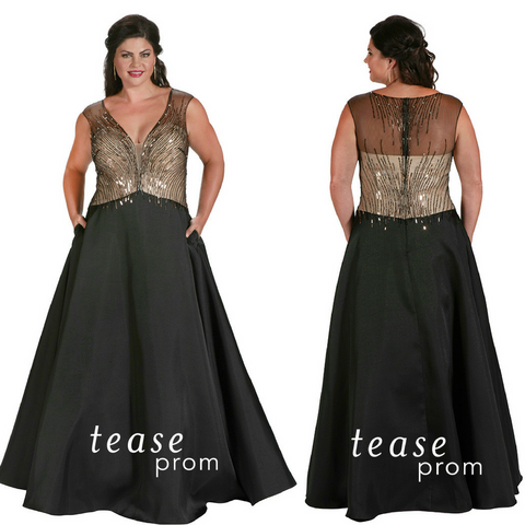 trendy plus size prom dress black