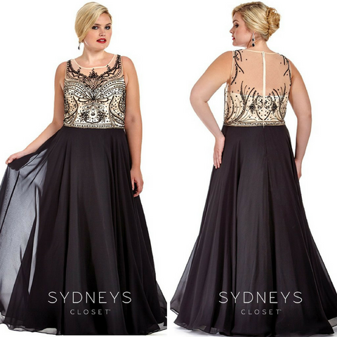 gorgeous plus size sheer beauty formal dress in black 