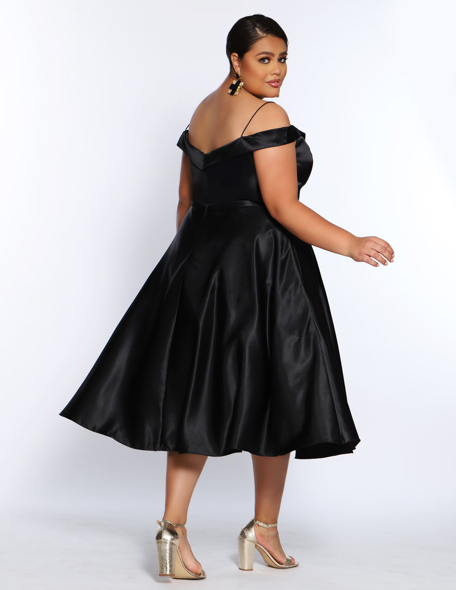 Plus Size Off-The-Shoulder Midi Cocktail Dress | Sydney's Closet