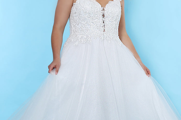 Plus Size Jasmine Modern Lace A-Line Wedding Dress – Sydney's Closet