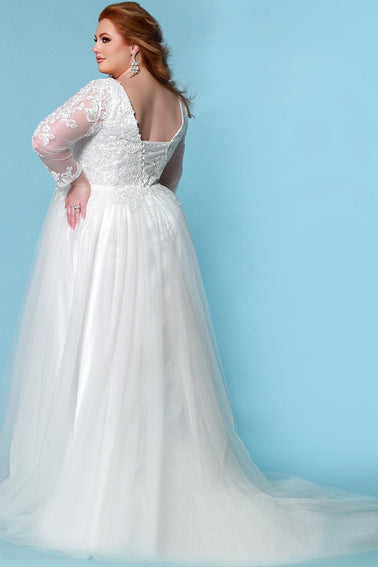 C2022-SLS3011 - sheer long sleeve plus size lace wedding ball gown  Plus  wedding dresses, Plus size wedding dresses with sleeves, Wedding gowns with  sleeves