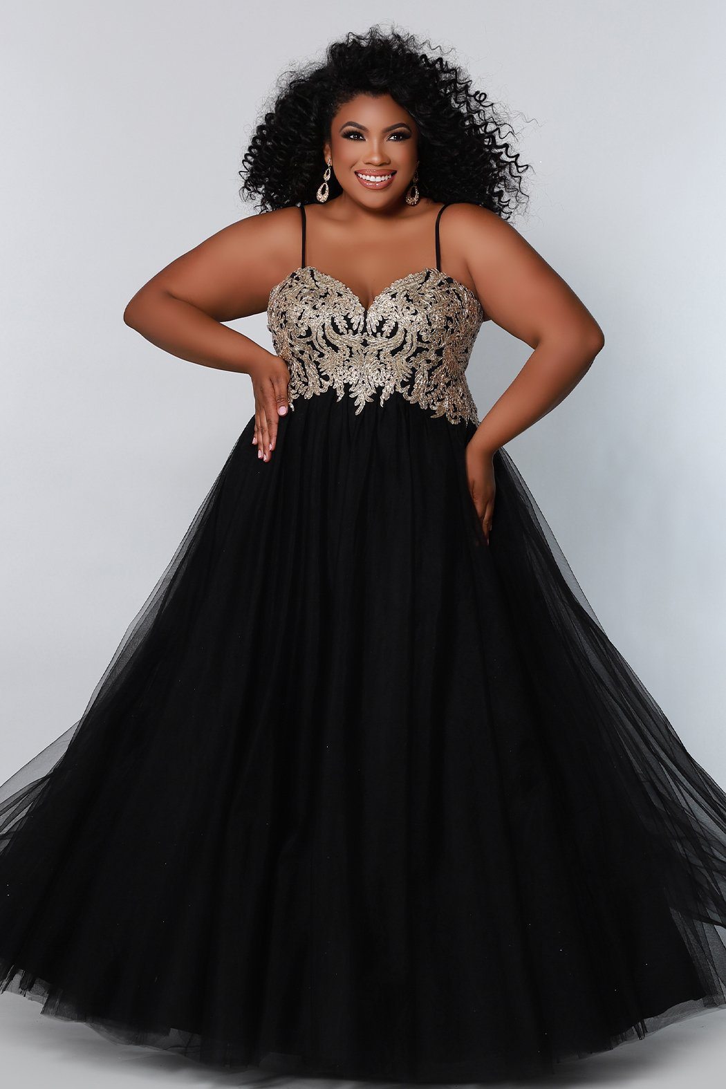 Plus size discount gold evening gowns