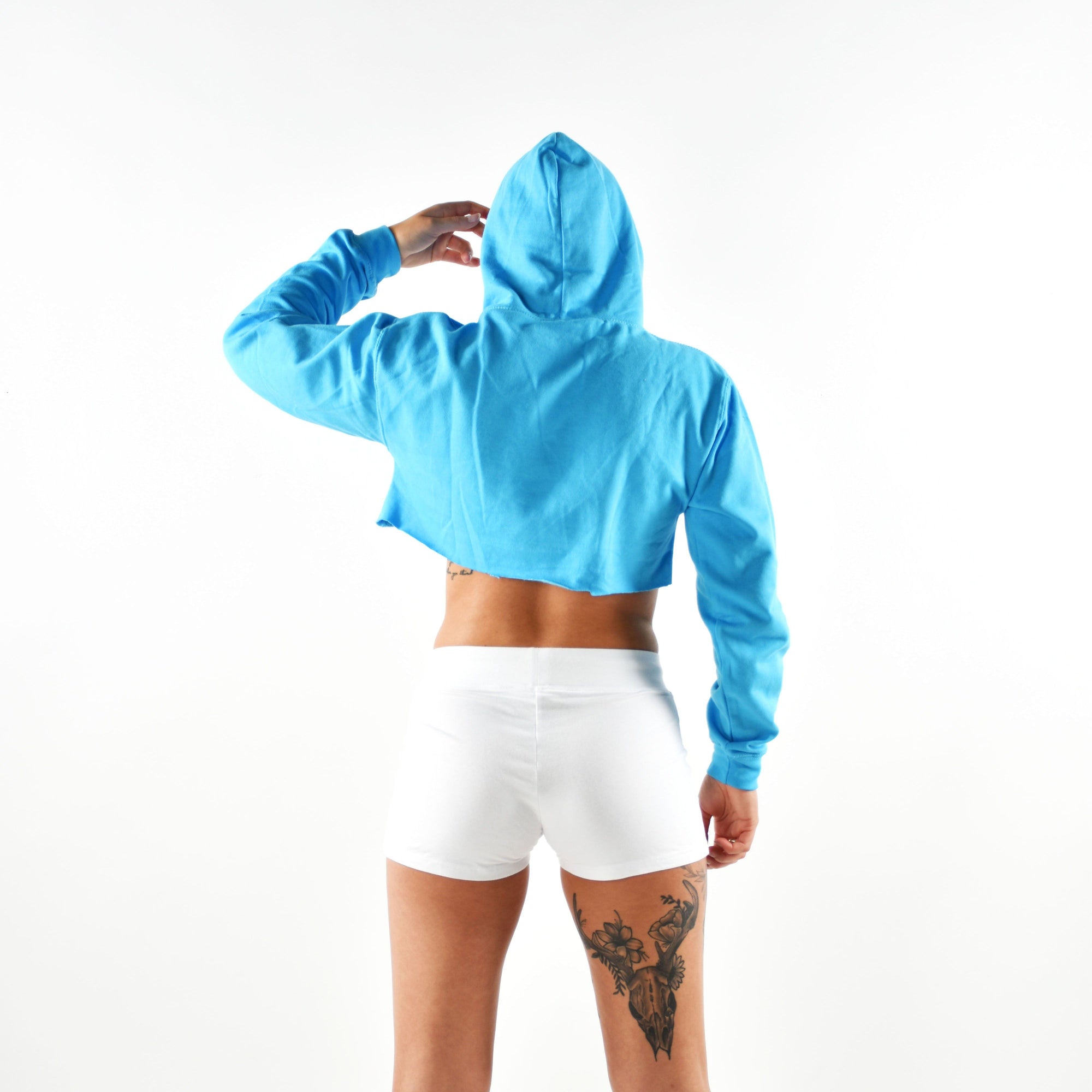 light blue cropped hoodie