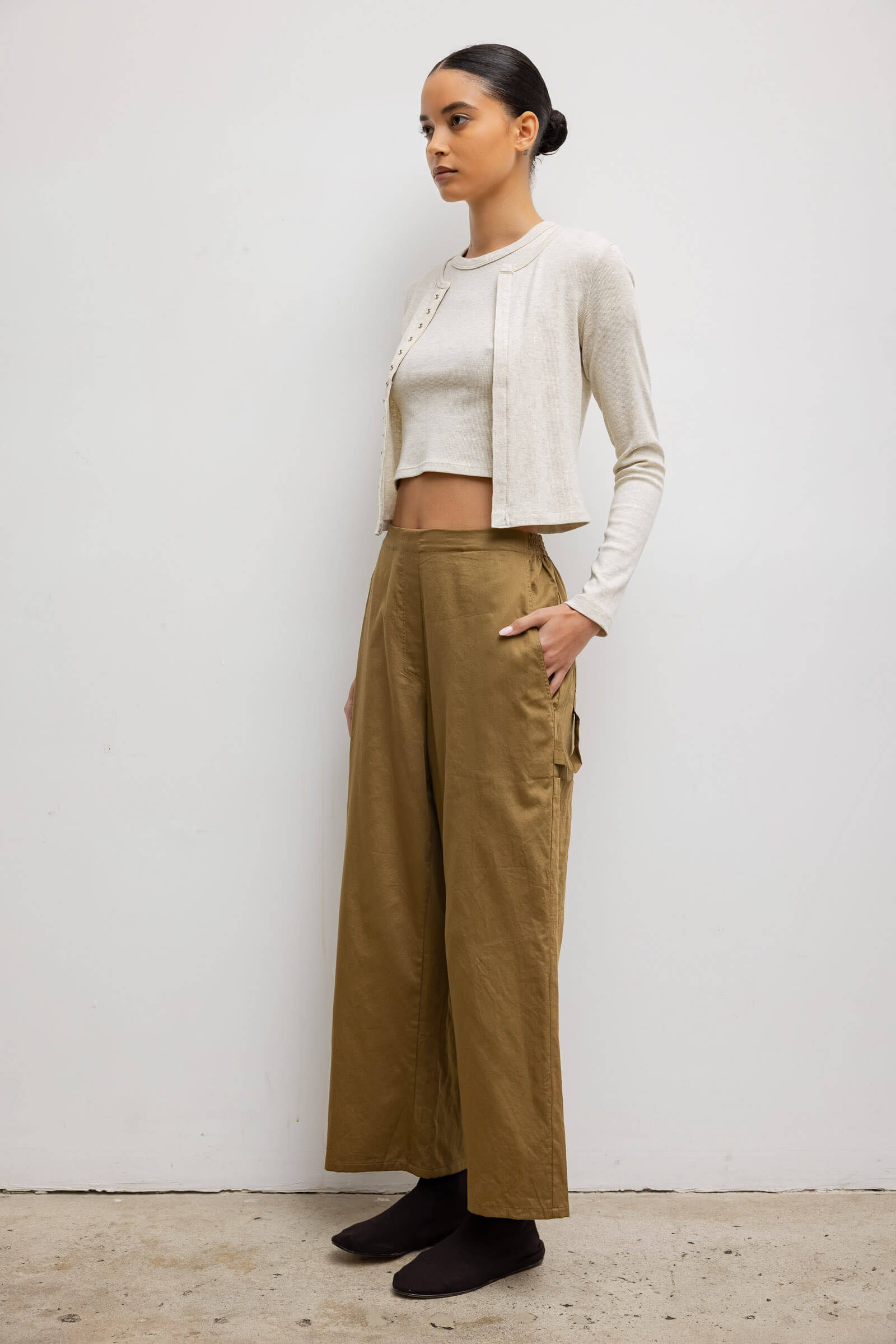 Leset Kelly Long Sleeve Snap Down In Oatmeal
