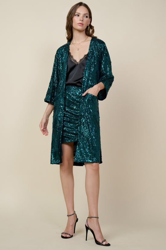 Free People Light is Coming Sequin Duster, Green, UK 6 8 10, X