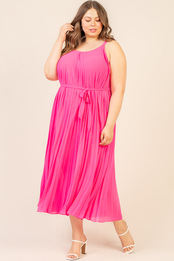 pleated midi dress plus size