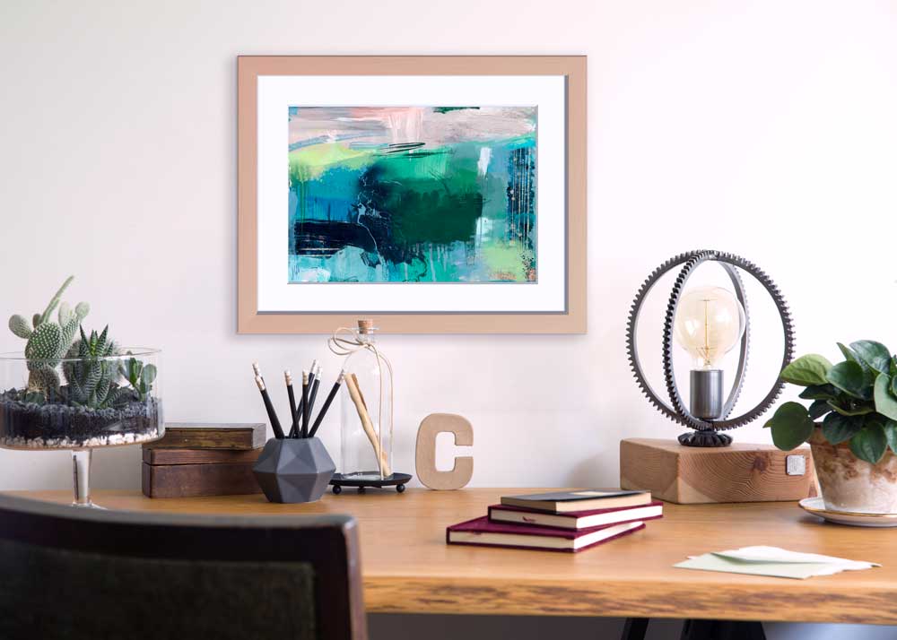 Green and verdigris art to add accent colour to walls - Jayne Leighton Herd fine art