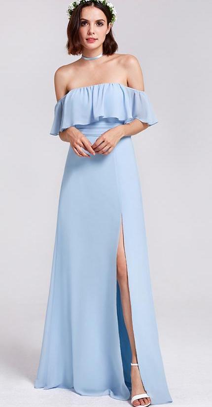pastel blue long gown