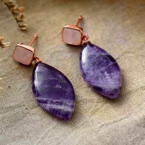 Athena’s Love Amethyst And Rose Quartz Earrings - Project Yourself