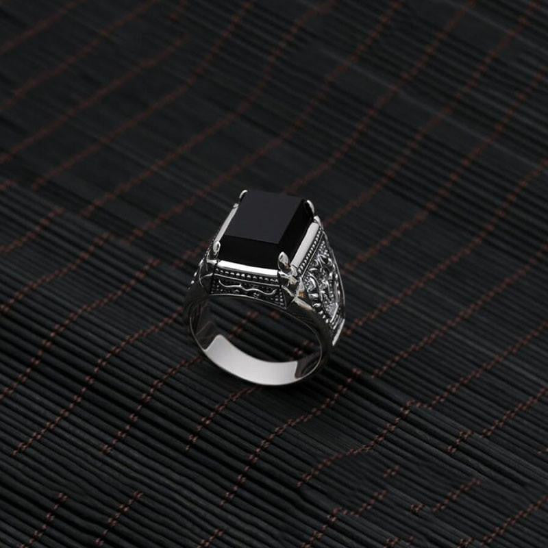 925 Sterling Silver Natural Black Obsidian Ring - Project Yourself