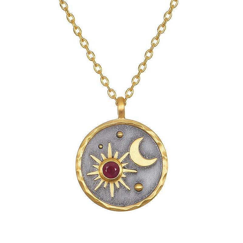 Sun and Moon Birthstone Necklace