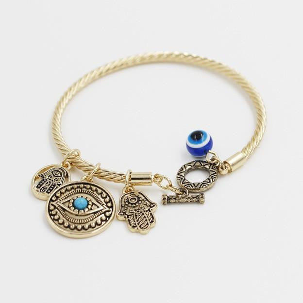 Charming Hand of Fatima Blue Evil Eye Bracelet - Project Yourself