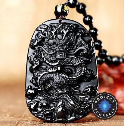 scotland black obsidian necklace dragon