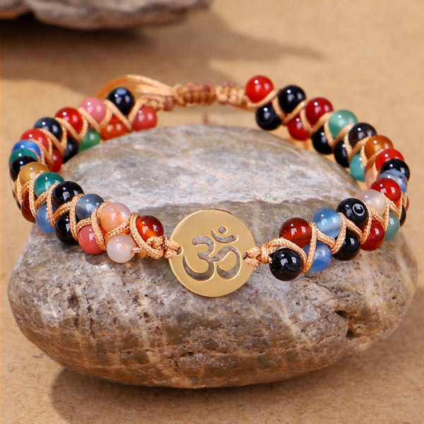 Chakra Stones Om Beaded Bracelet - Project Yourself