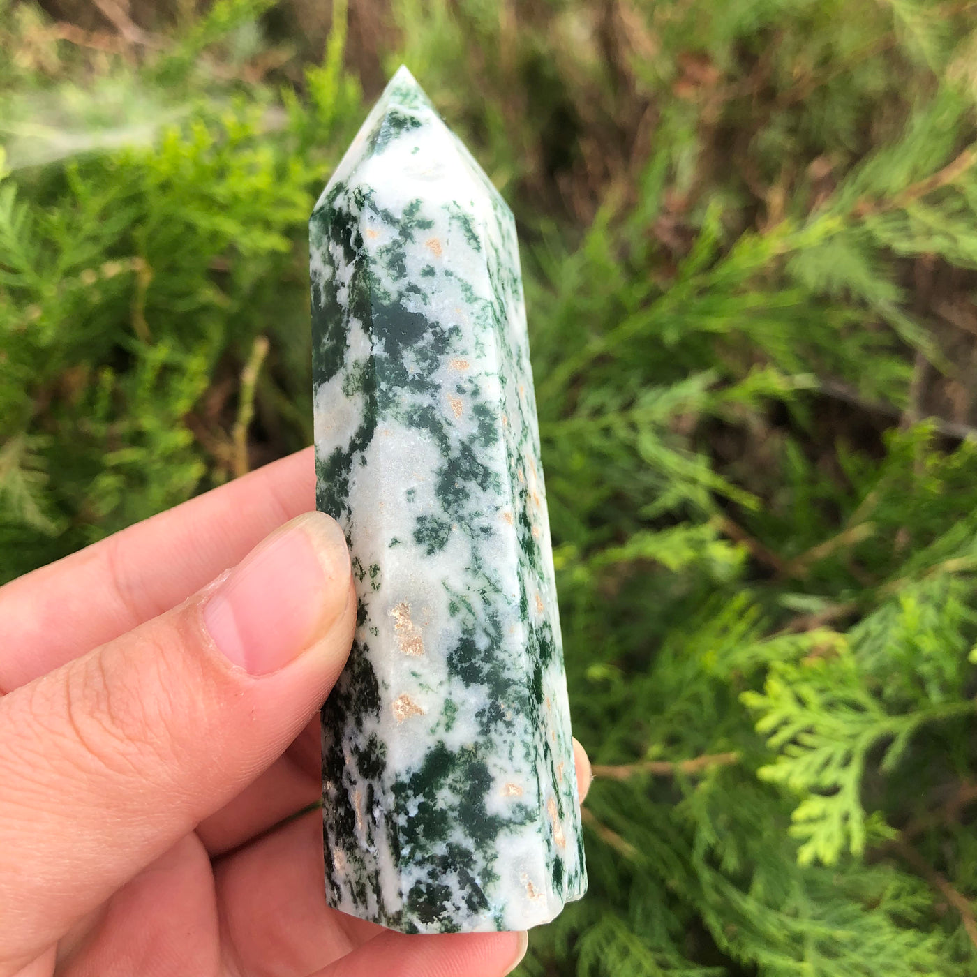 Moss Agate Healing Crystal Wand – Project Yourself