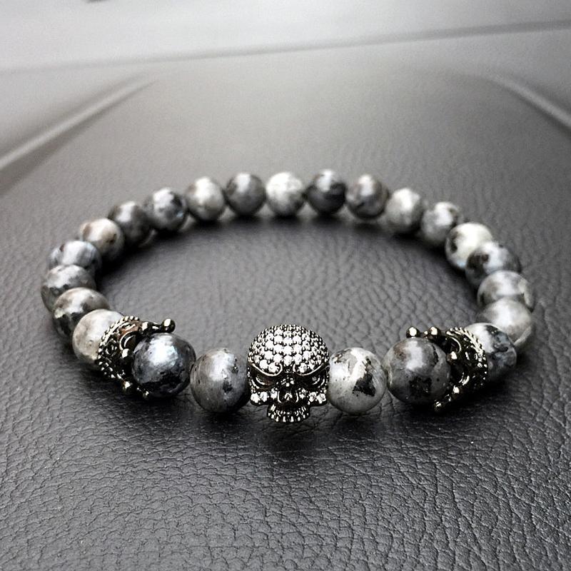 Royal Skull Natural Labradorite Stone Beads Bracelet - Project Yourself