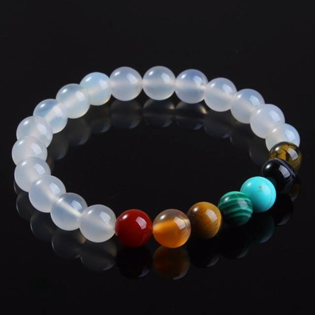 White Agate 7 Chakra Beads Bracelet – Project Yourself