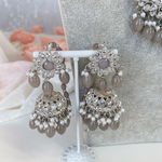 Anita Silver Bridal necklace set - Grey