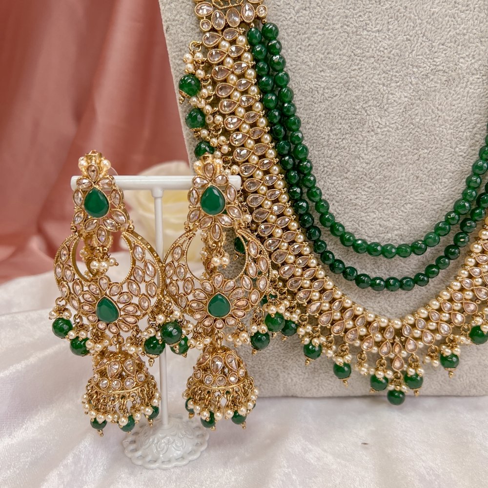 Bright Gold Bridal set - Green – SOKORA JEWELS