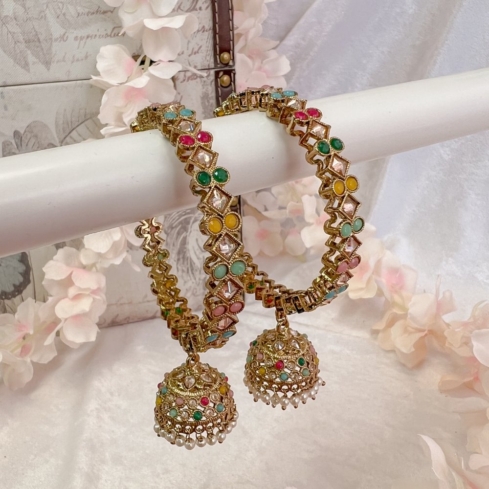 Chunky Jhumka Bangles - Multicolour - SOKORA JEWELS product image