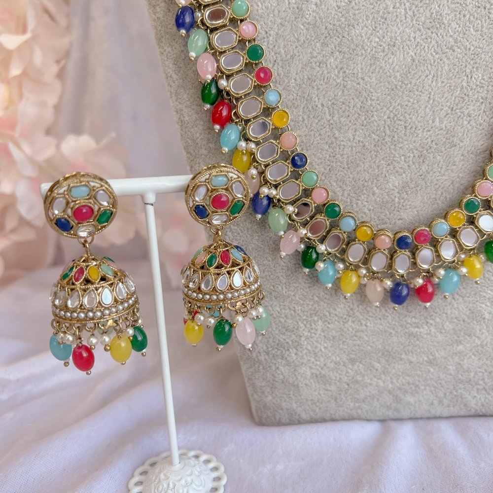 Minahil Long Necklace set - Yellow – SOKORA JEWELS