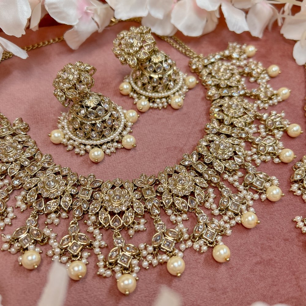 Meera Necklace set - Rose Gold – SOKORA JEWELS