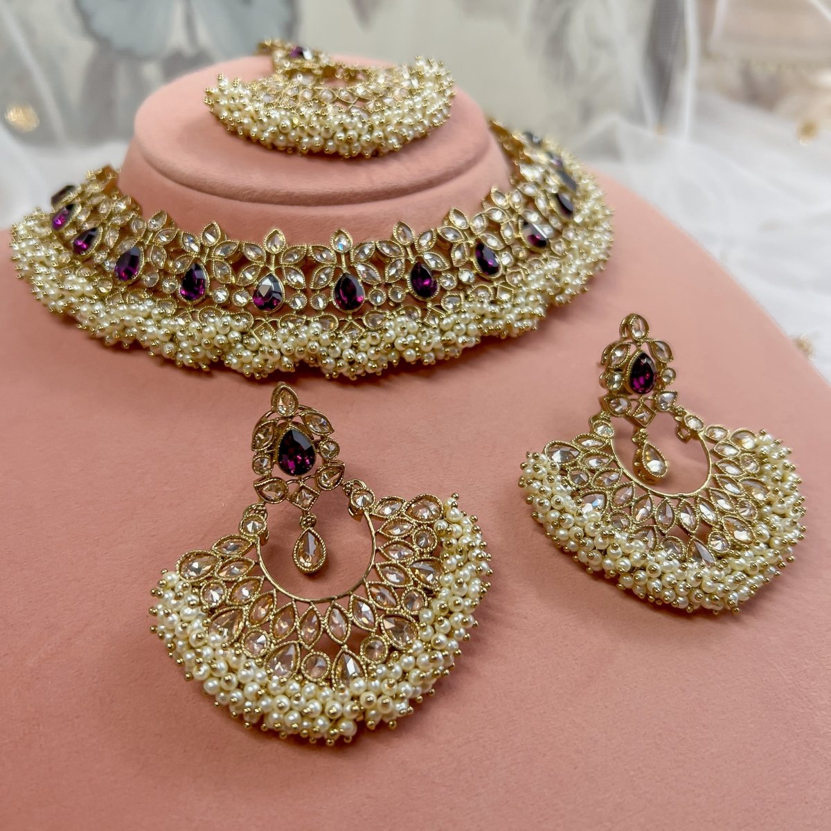 Meera Necklace set - Rose Gold – SOKORA JEWELS