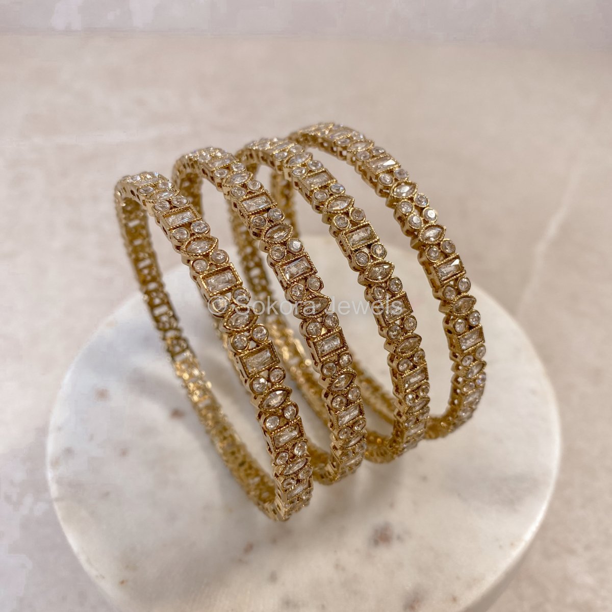 Suhana Zircon Bangles - Champagne - SOKORA JEWELS product image