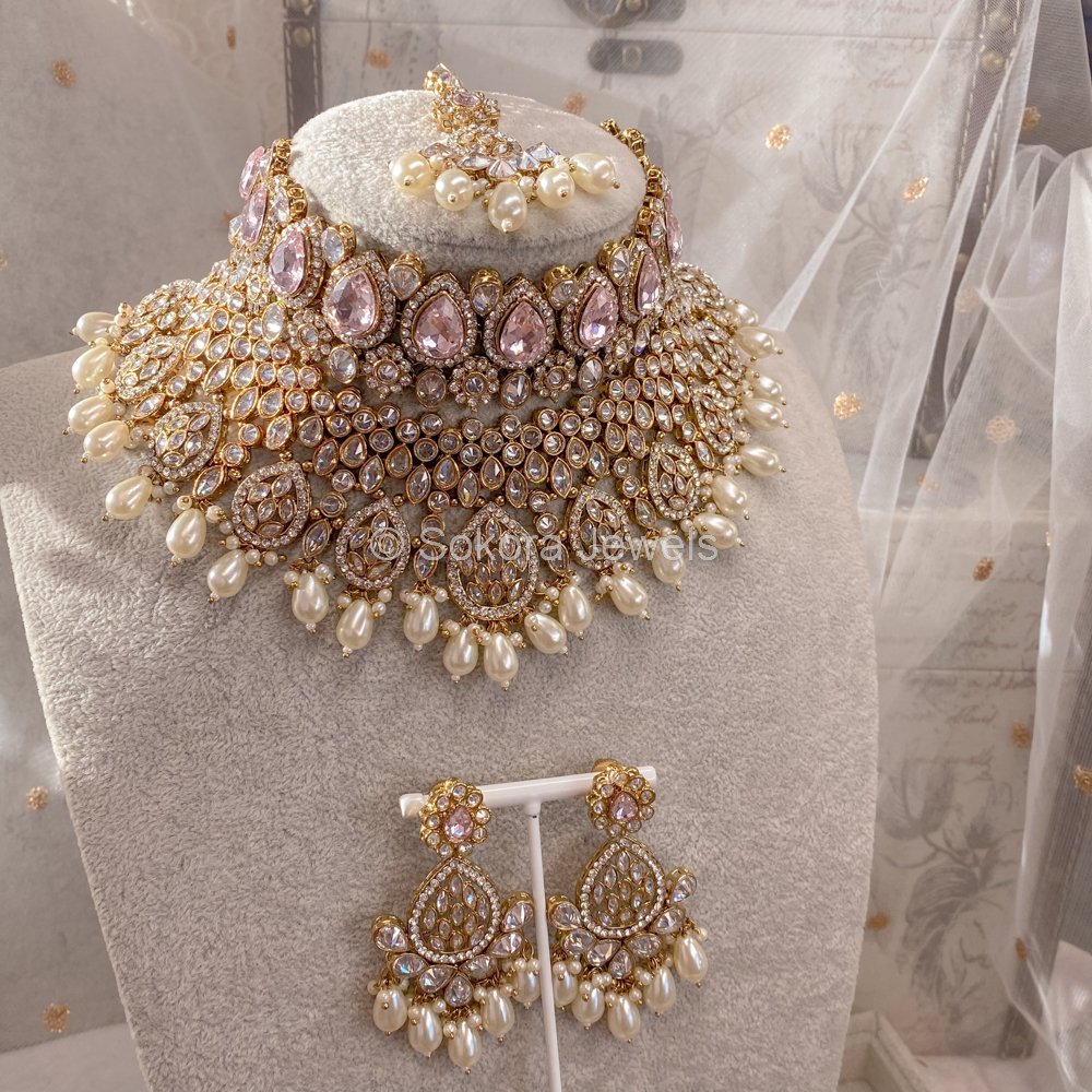 Meera Necklace set - Rose Gold – SOKORA JEWELS