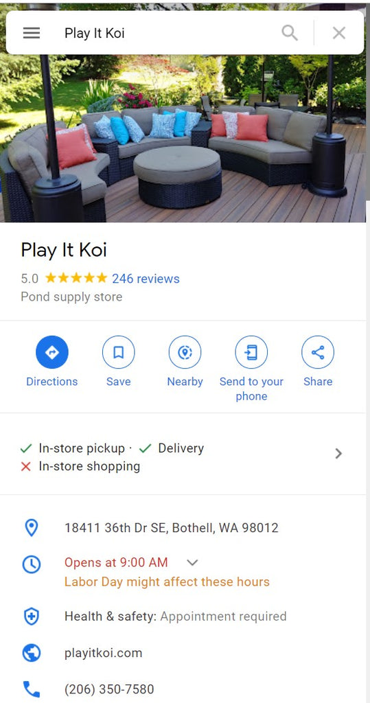 Play It Koi Google Reviews