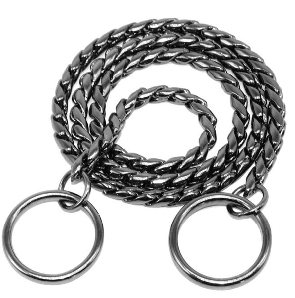 Mgaxyff 3 Sizes New Gold/Black Metal Snake Chain Twisted Necklace Pet Dog  Show Training Choker Collars ,Dog Choke Collar, Dog Choke Chain