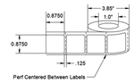 White Thermal Transfer Polyester Labels - Opaque Liner 0.875" x 0.875"