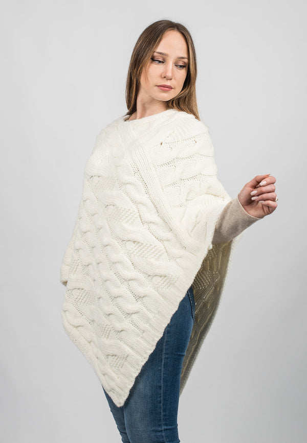 Pure Cashmere Cable Knit Poncho