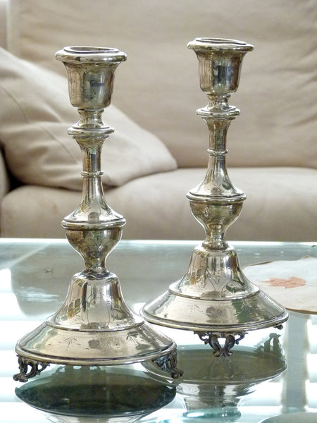 My grandmother's traditional silver Shabbat candlesticks