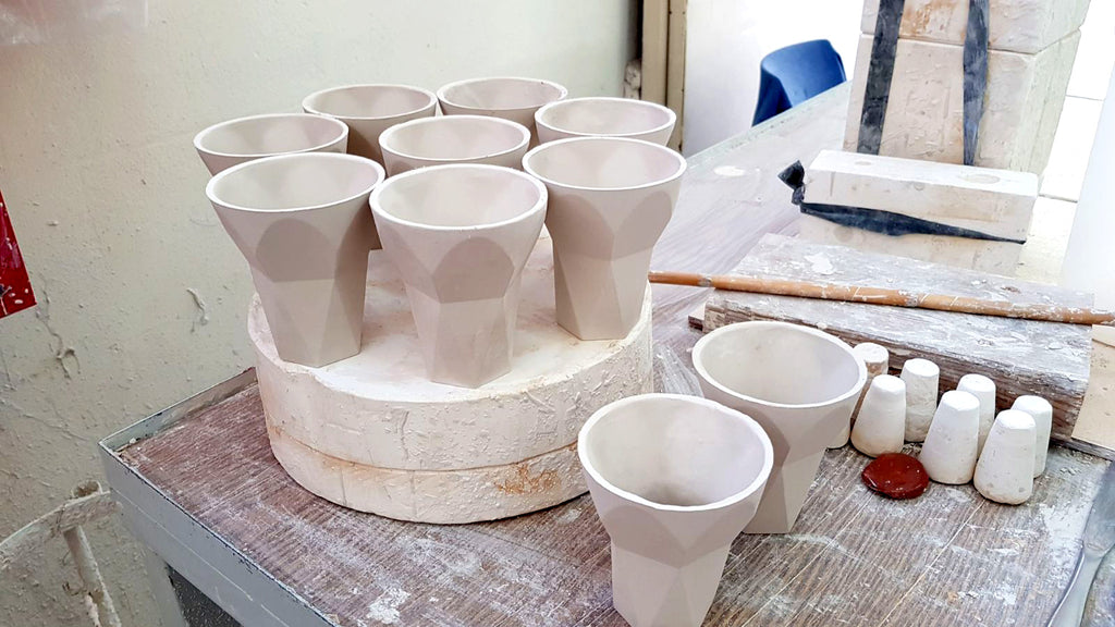 Havdalah cups - in process - at the ceramic workshop