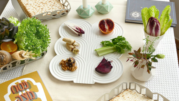 Corian Seder Plate - white modern Passover centerpiece