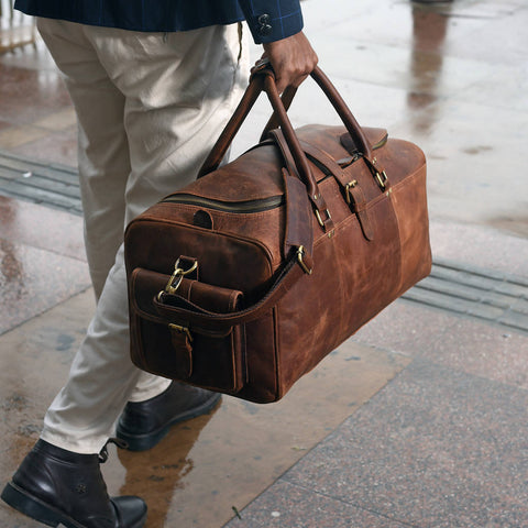 personalised leather holdall