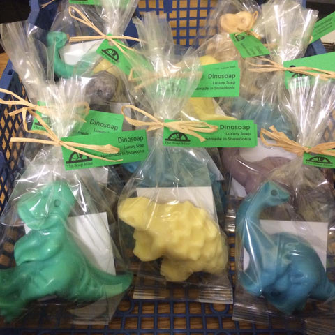 christmas gift ideas for children, handmade dinosaur shaped soap from The Soap Mine in Wales