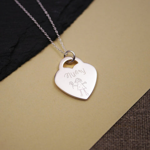 childrens drawing necklace, Christmas gift idea