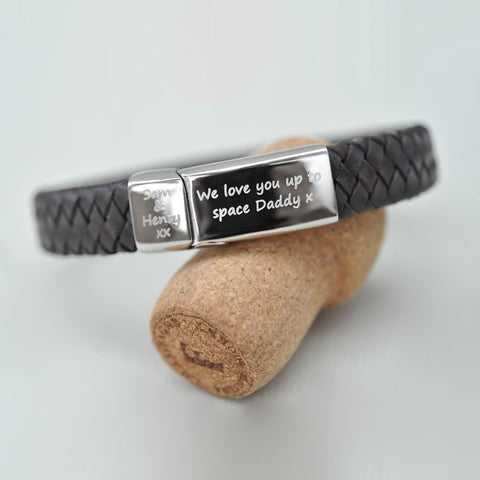 valentines gift ideas, personalised leather bracelet 