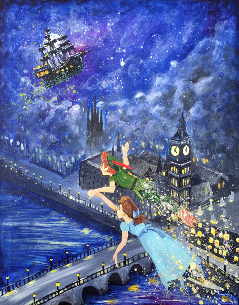 Peter Pan and Wendy painting by Stephen Lursen for Ever After 2017 willowing arts
