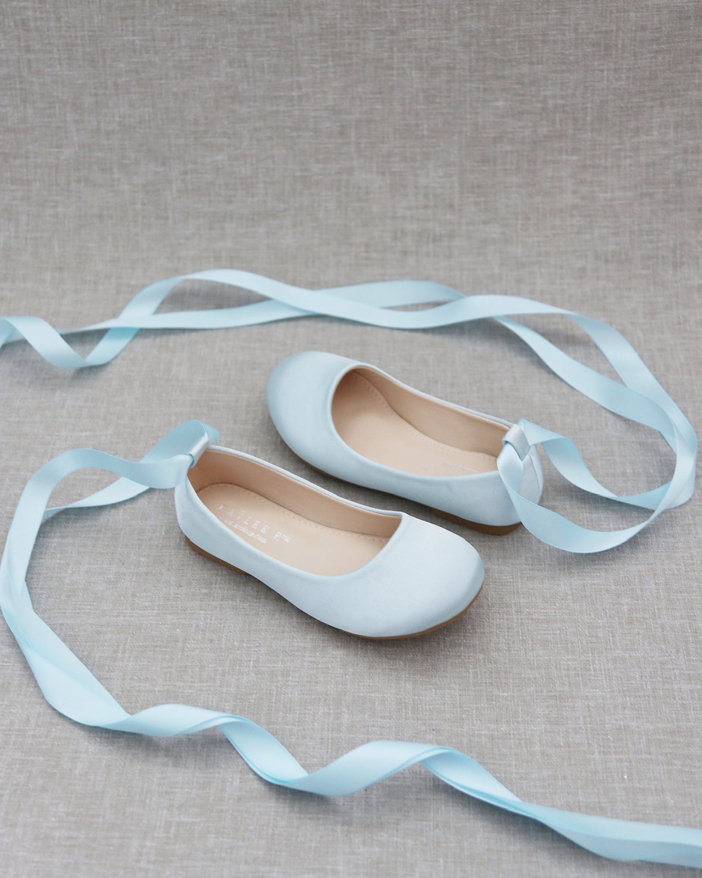 Light Blue Ankle Tie or Ballerina Lace Up Flats - Flower girls party shoes
