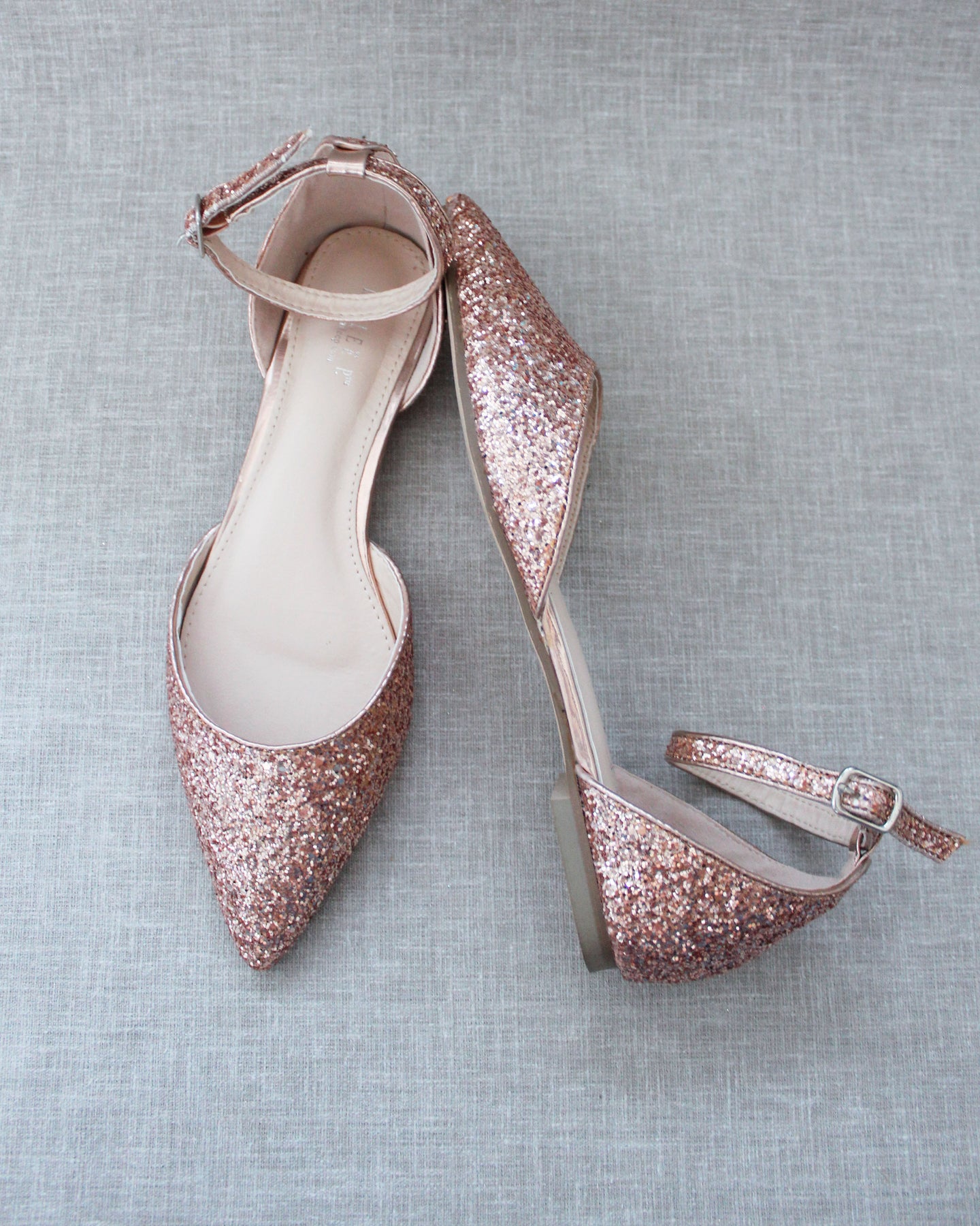 rose gold glitter wedges