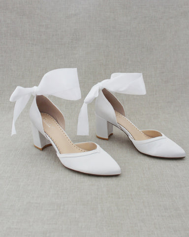 Buy XE Looks WOMEN White Block Heels With Bows - Heels for Women 18670564 |  Myntra