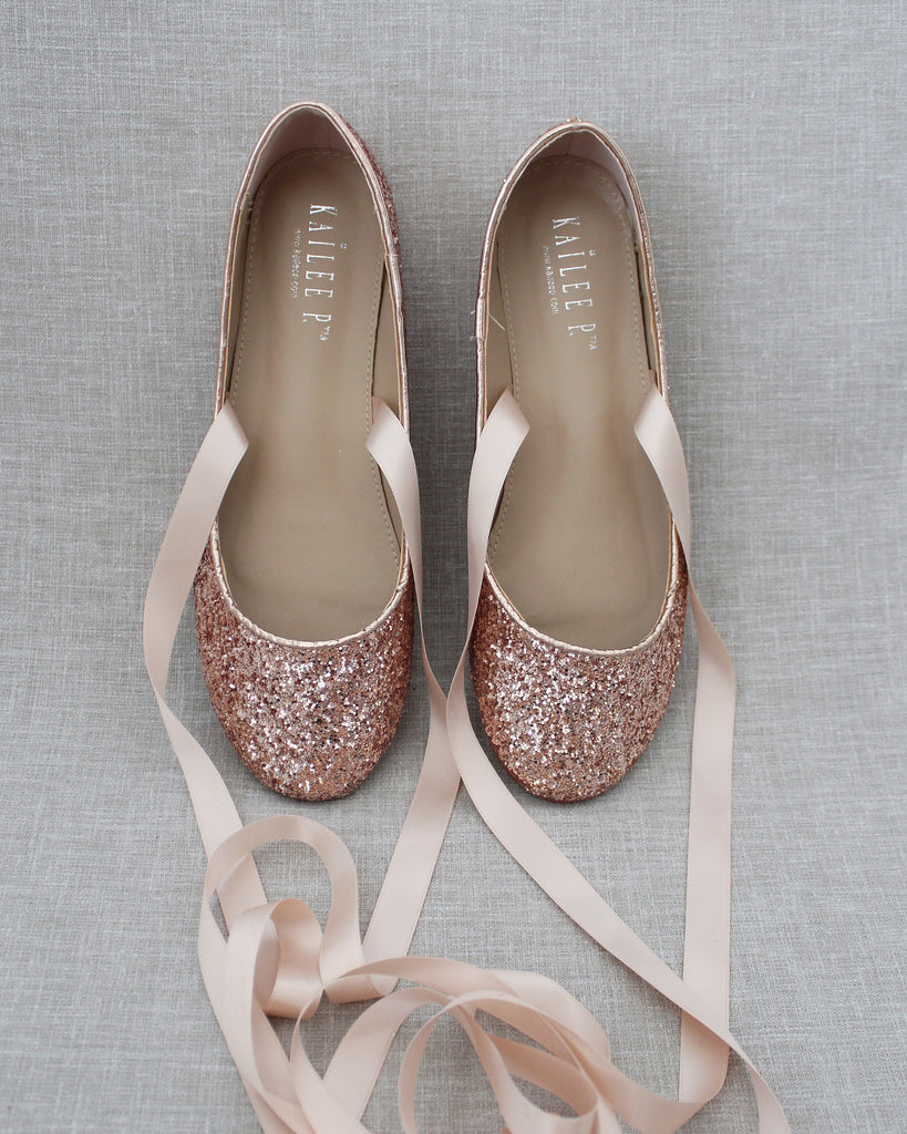 blush lace up flats